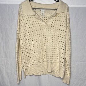 Joie Perforated Collared Sweater Size Large‎
